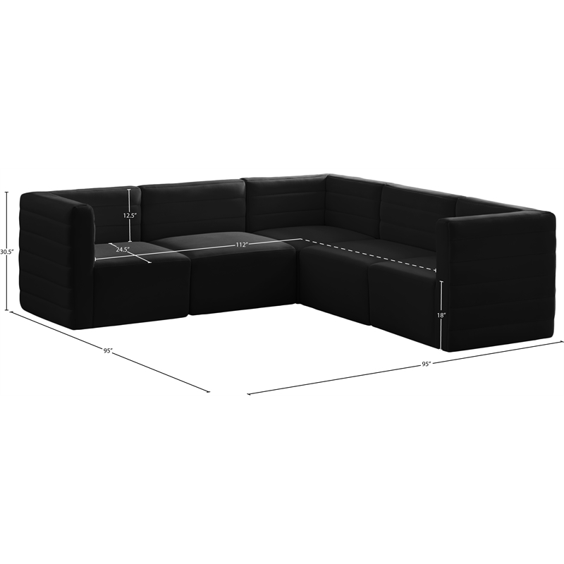 Meridian Furniture Quincy Black Velvet Modular Sectional