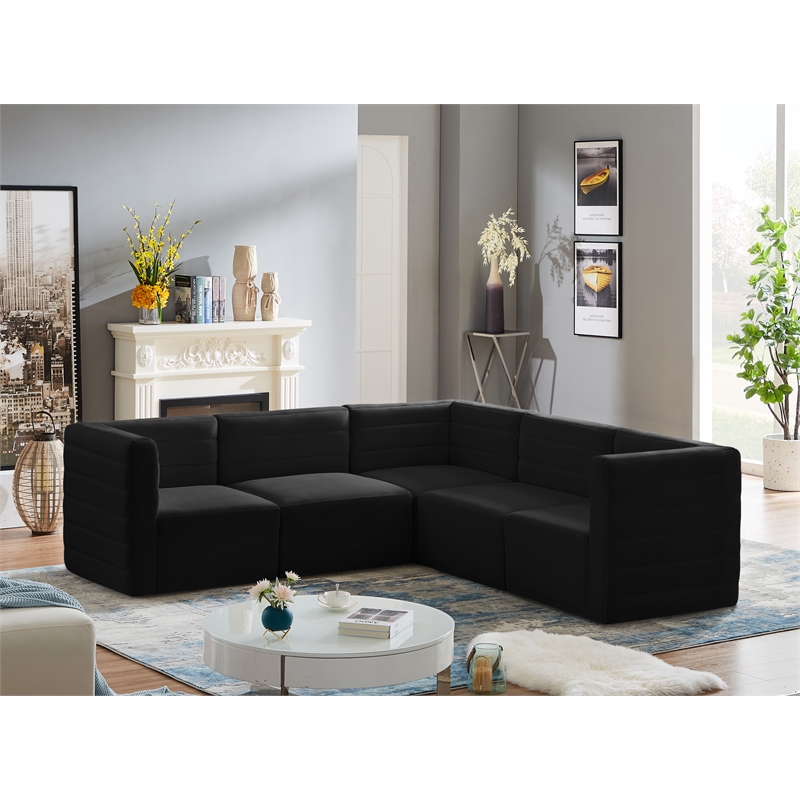 Meridian Furniture Quincy Black Velvet Modular Sectional