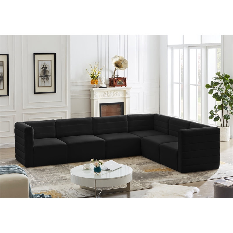 Meridian Furniture Quincy Black Velvet Modular Sectional