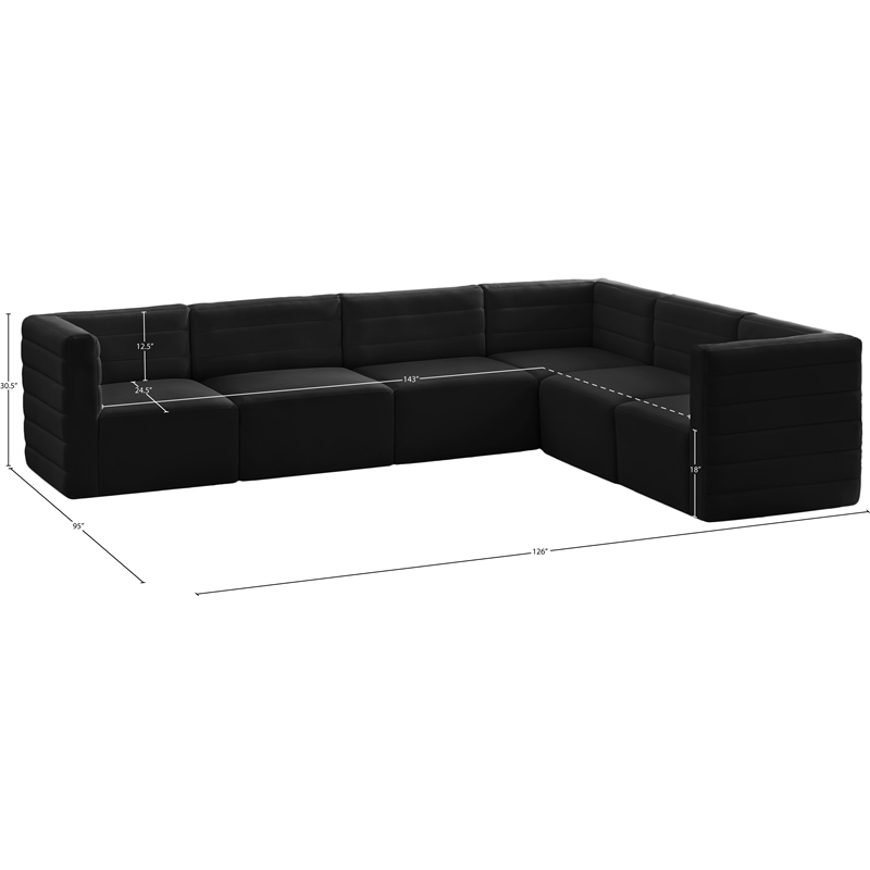 Meridian Furniture Quincy Black Velvet Modular Sectional