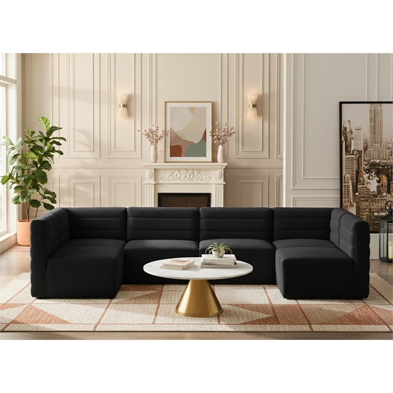 Meridian Furniture Quincy Black Velvet Modular Sectional