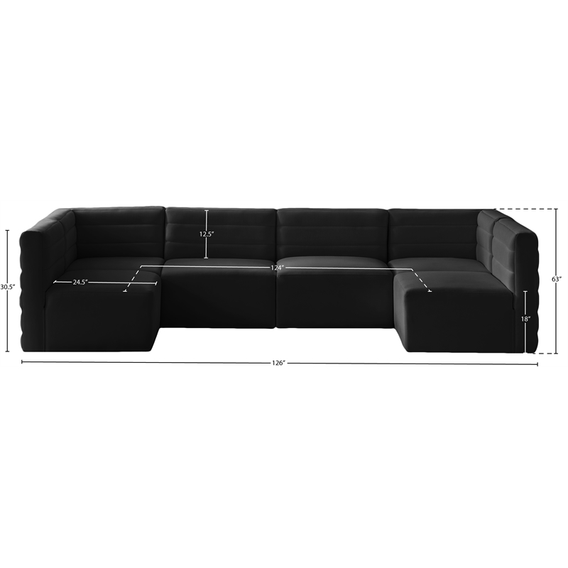 Meridian Furniture Quincy Black Velvet Modular Sectional