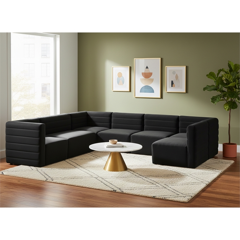 Meridian Furniture Quincy Black Velvet Modular Sectional