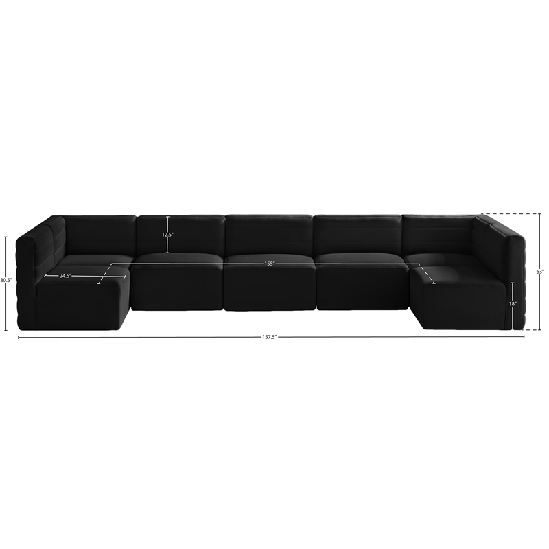 Meridian Furniture Quincy Black Velvet Modular Sectional