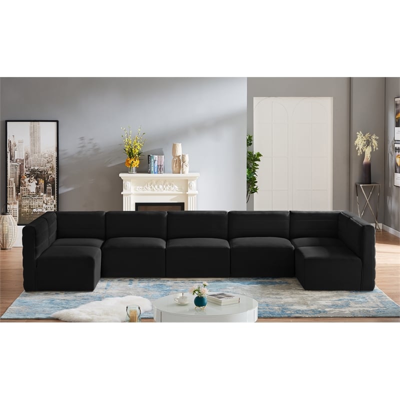 Meridian Furniture Quincy Black Velvet Modular Sectional