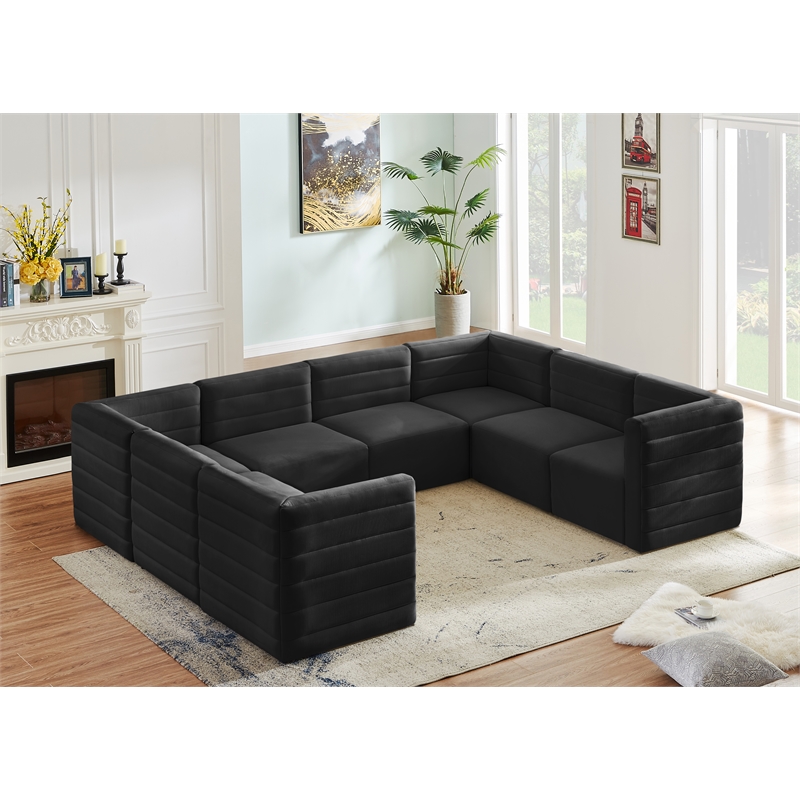 Meridian Furniture Quincy Black Velvet Modular Sectional