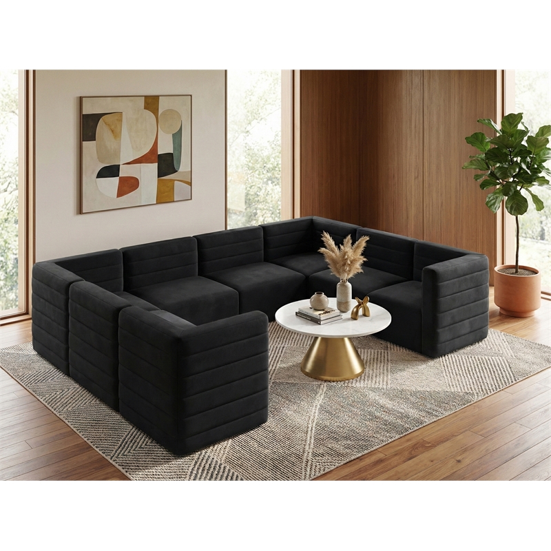 Meridian Furniture Quincy Black Velvet Modular Sectional