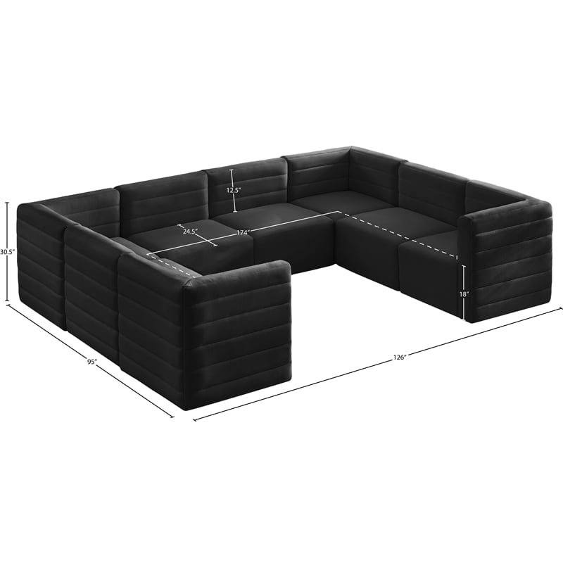 Meridian Furniture Quincy Black Velvet Modular Sectional