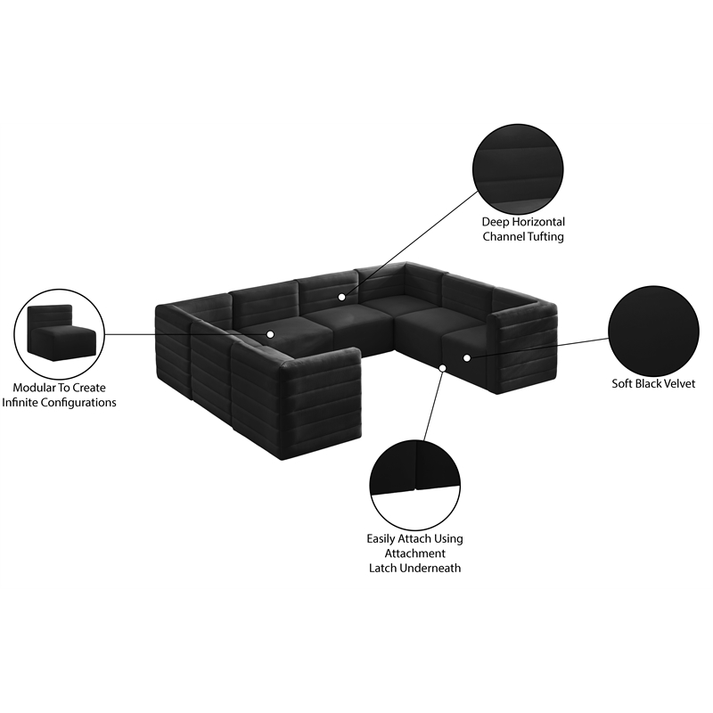 Meridian Furniture Quincy Black Velvet Modular Sectional