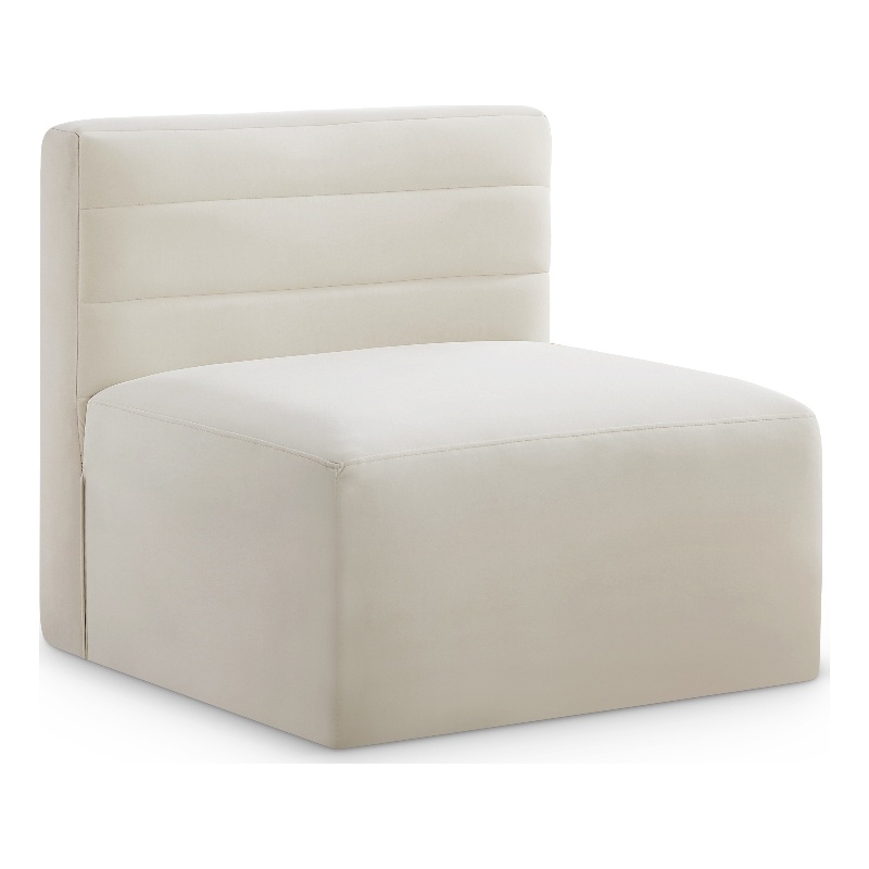 Meridian Furniture Quincy Cream Velvet Modular Armless Chair