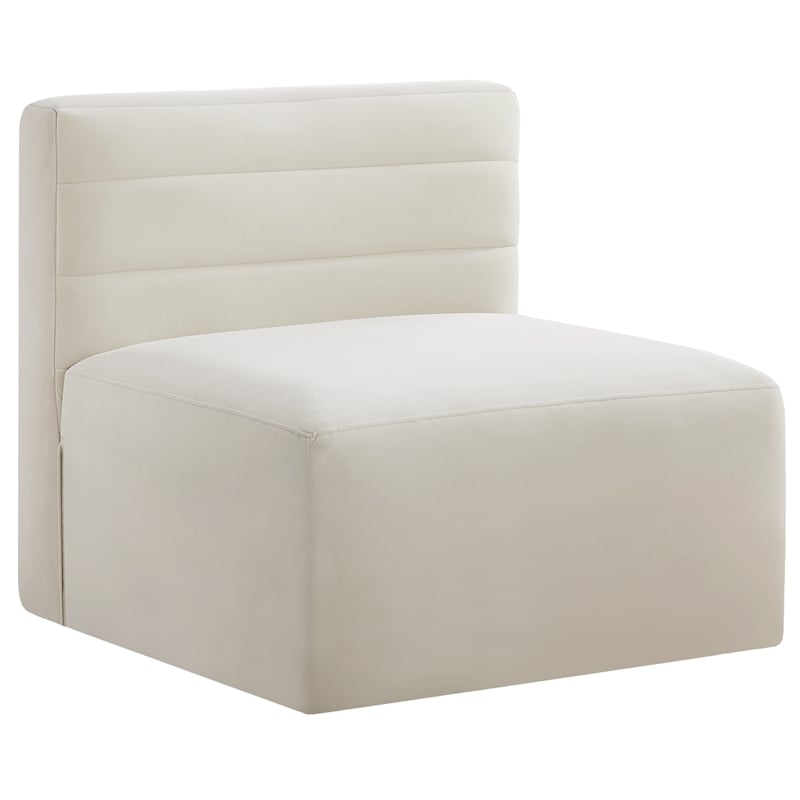 Meridian Furniture Quincy Cream Velvet Modular Armless Chair