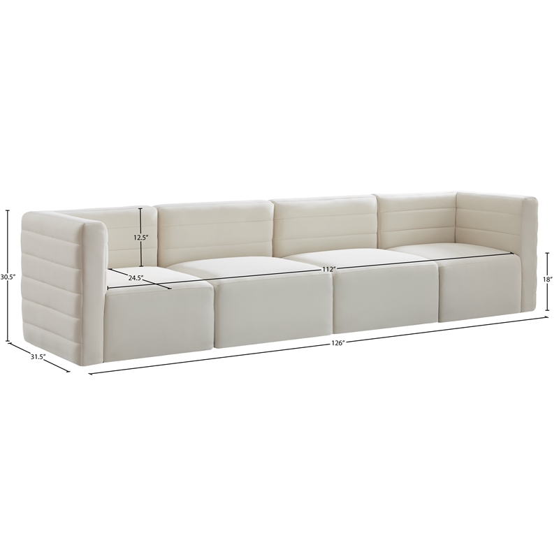Meridian Furniture Quincy Cream Velvet Modular Sofa