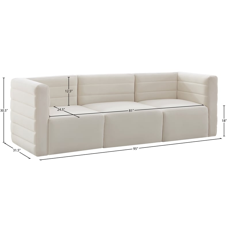 Meridian Furniture Quincy Cream Velvet Modular Sofa
