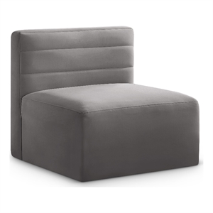Meridian Furniture Quincy Grey Velvet Modular Armless Chair