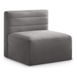 Meridian Furniture Quincy Grey Velvet Modular Armless Chair