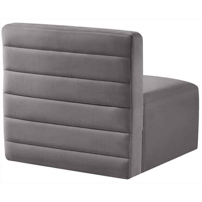 Meridian Furniture Quincy Grey Velvet Modular Armless Chair