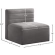 Meridian Furniture Quincy Grey Velvet Modular Armless Chair