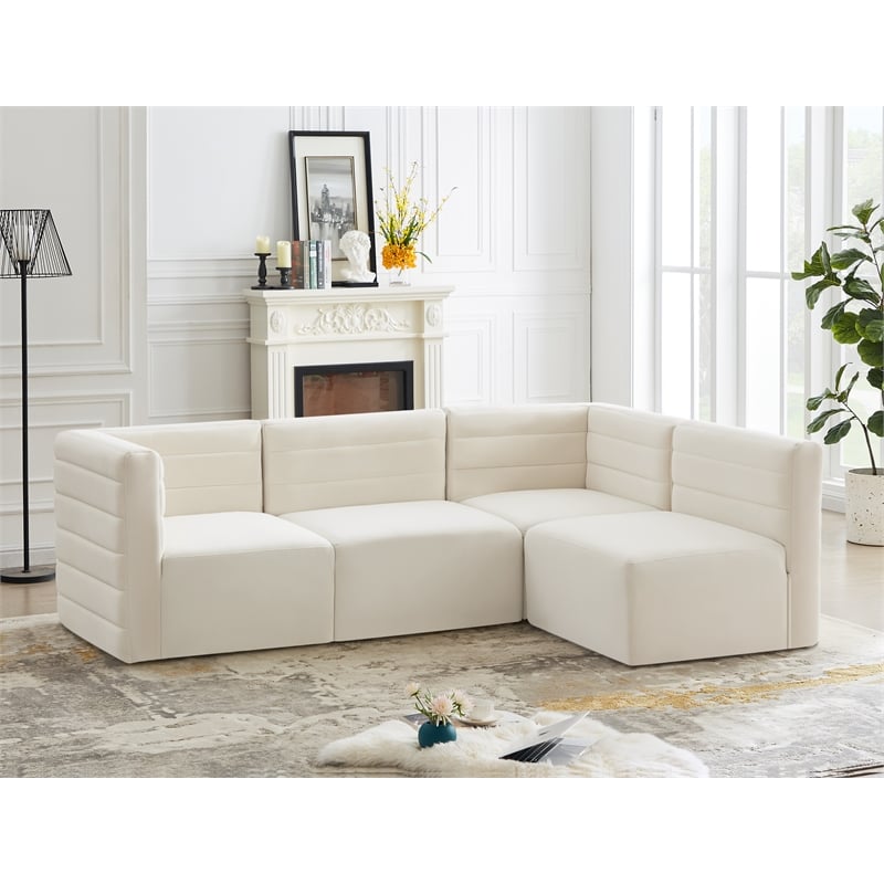 Meridian Furniture Quincy Cream Velvet Modular Sectional