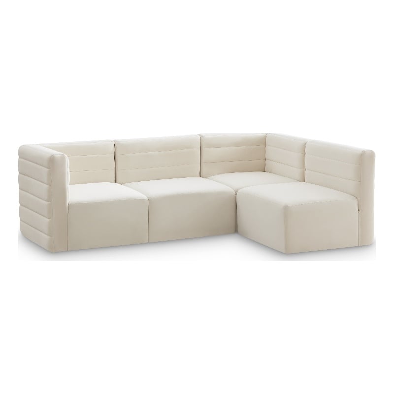 Meridian Furniture Quincy Cream Velvet Modular Sectional