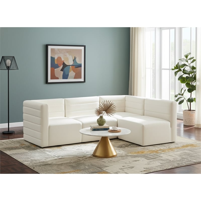 Meridian Furniture Quincy Cream Velvet Modular Sectional