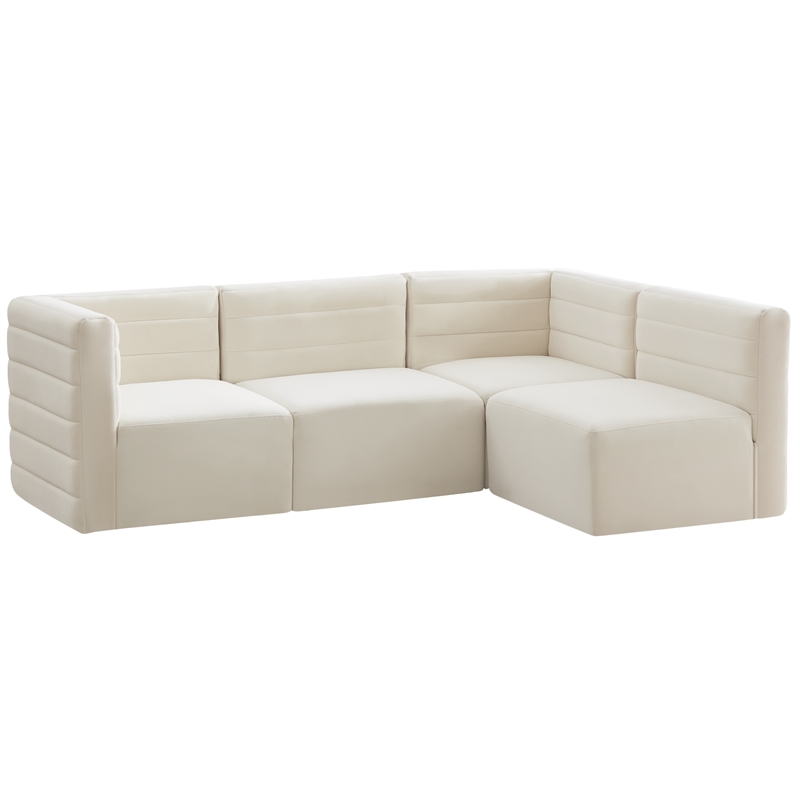 Meridian Furniture Quincy Cream Velvet Modular Sectional
