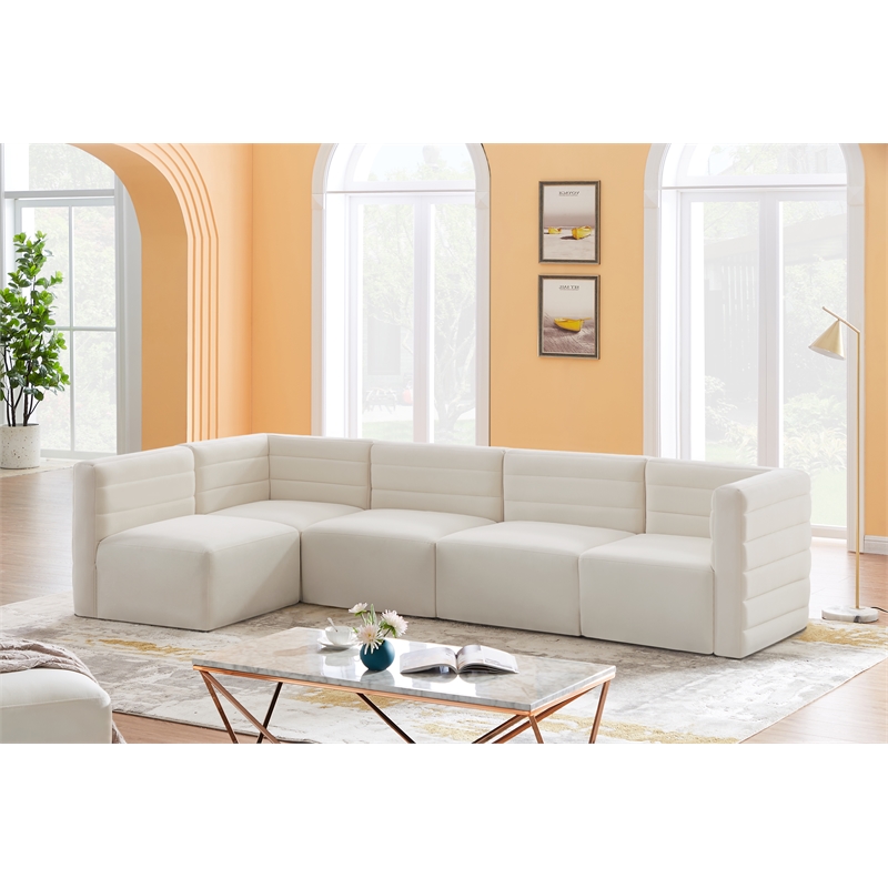 Meridian Furniture Quincy Cream Velvet Modular Sectional
