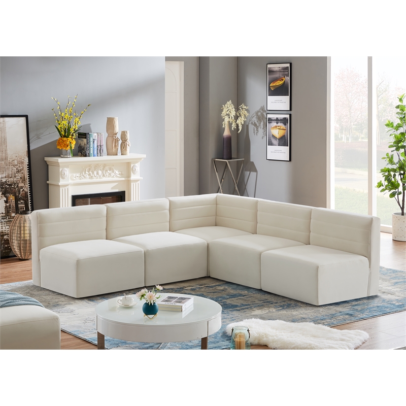Meridian Furniture Quincy Cream Velvet Modular Sectional