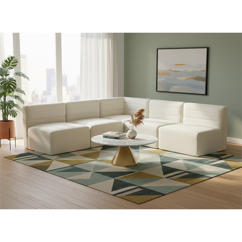 Meridian Furniture Quincy Cream Velvet Modular Sectional