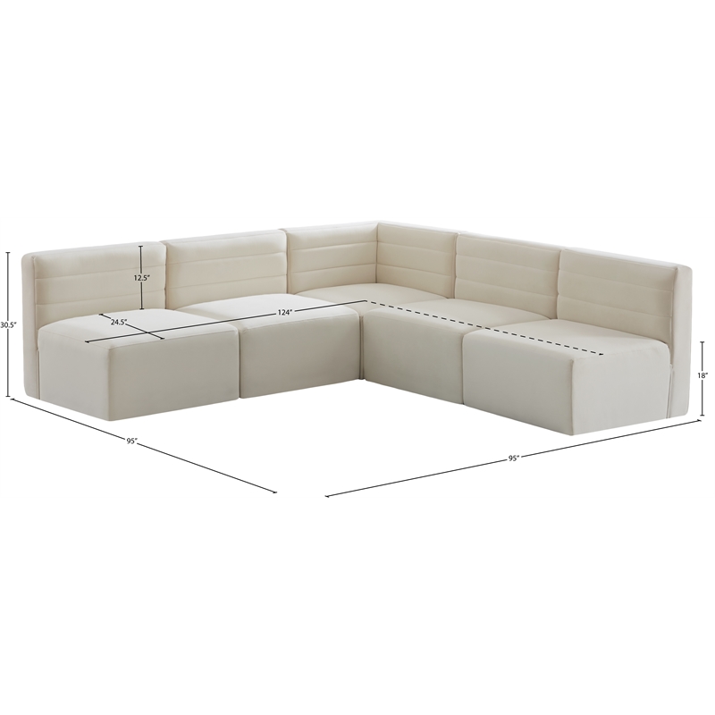 Meridian Furniture Quincy Cream Velvet Modular Sectional