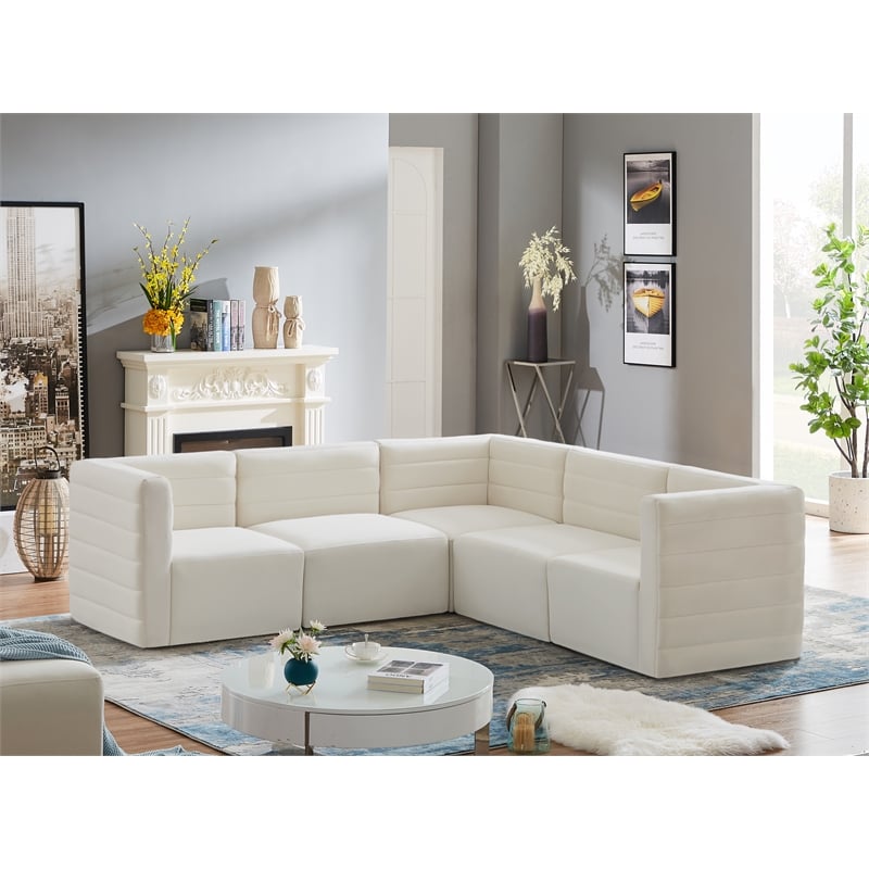 Meridian Furniture Quincy Cream Velvet Modular Sectional