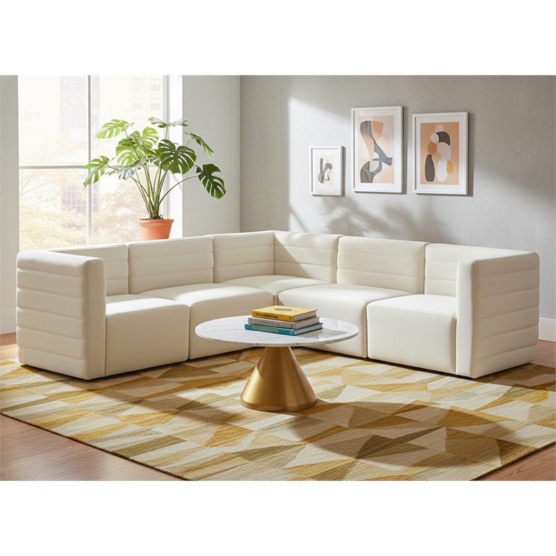 Meridian Furniture Quincy Cream Velvet Modular Sectional