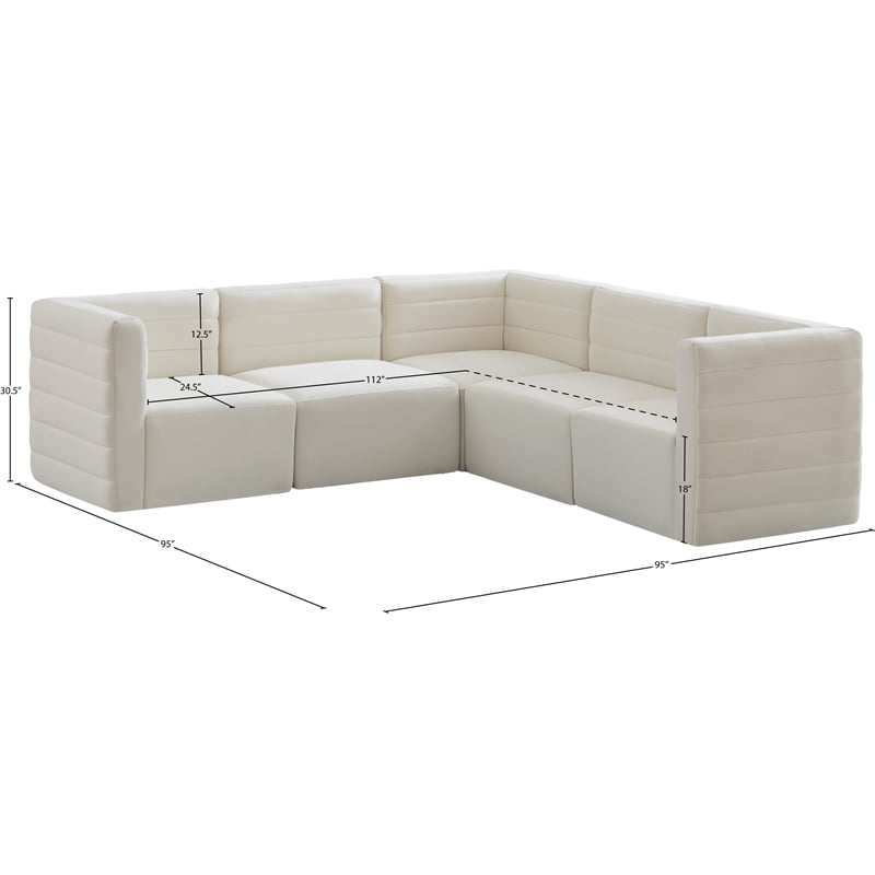 Meridian Furniture Quincy Cream Velvet Modular Sectional