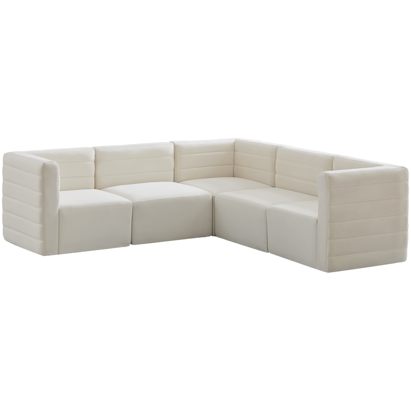 Meridian Furniture Quincy Cream Velvet Modular Sectional
