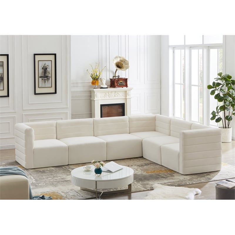 Meridian Furniture Quincy Cream Velvet Modular Sectional