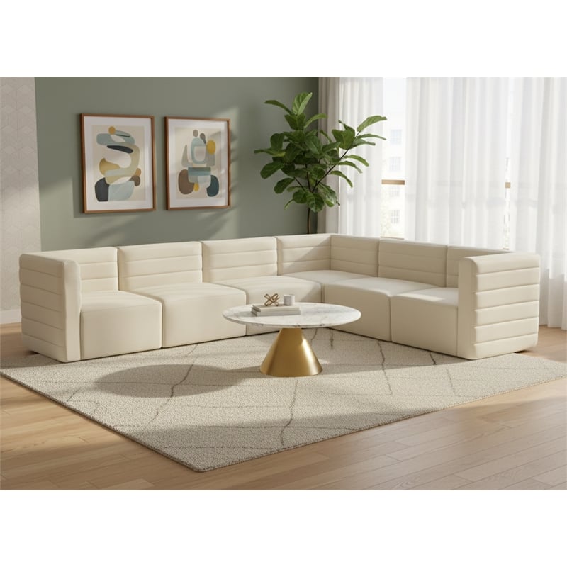 Meridian Furniture Quincy Cream Velvet Modular Sectional