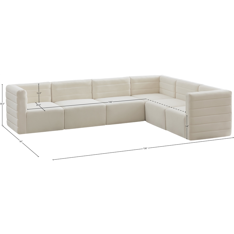 Meridian Furniture Quincy Cream Velvet Modular Sectional