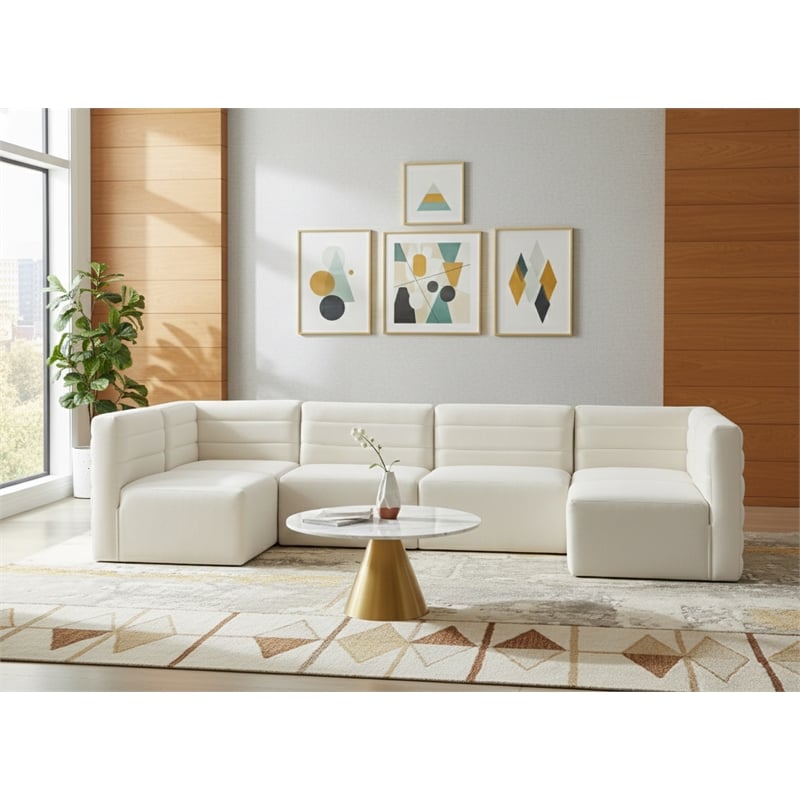 Meridian Furniture Quincy Cream Velvet Modular Sectional
