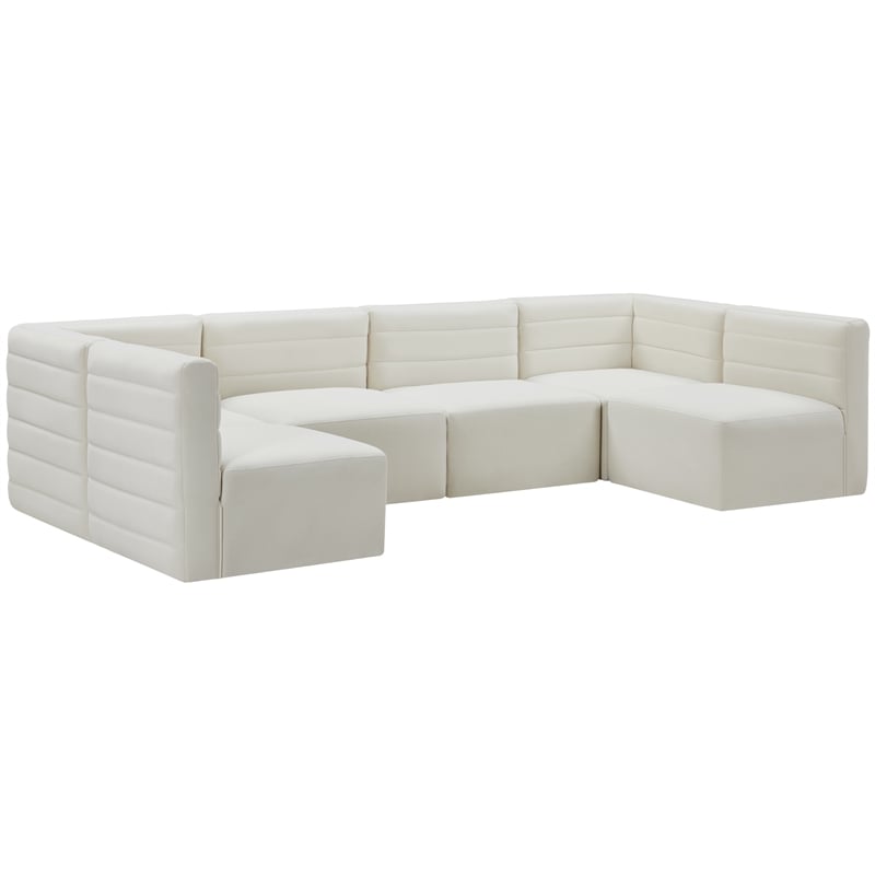 Meridian Furniture Quincy Cream Velvet Modular Sectional