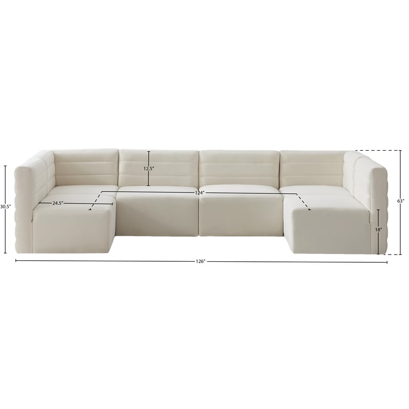 Meridian Furniture Quincy Cream Velvet Modular Sectional