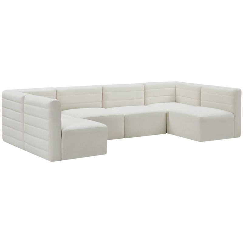 Meridian Furniture Quincy Cream Velvet Modular Sectional