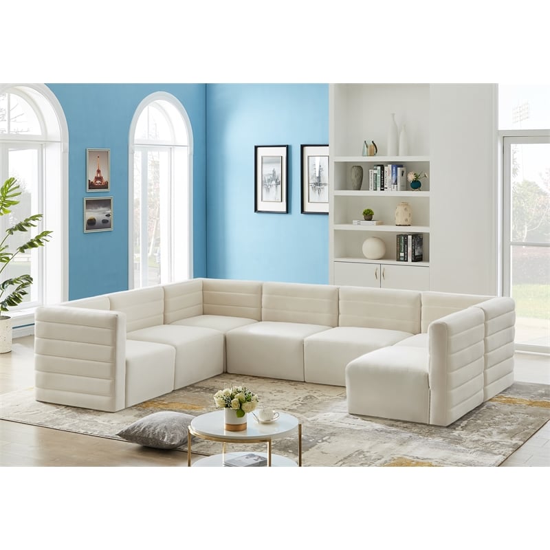 Meridian Furniture Quincy Cream Velvet Modular Sectional