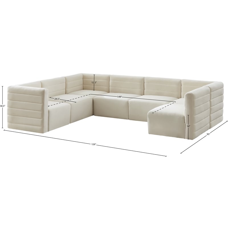 Meridian Furniture Quincy Cream Velvet Modular Sectional