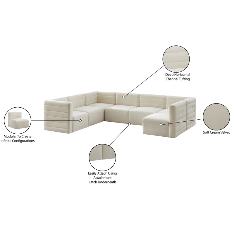Meridian Furniture Quincy Cream Velvet Modular Sectional