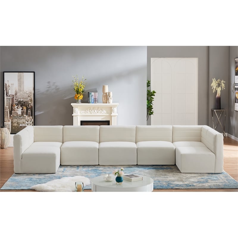 Meridian Furniture Quincy Cream Velvet Modular Sectional