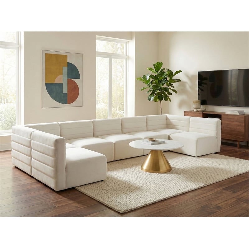 Meridian Furniture Quincy Cream Velvet Modular Sectional