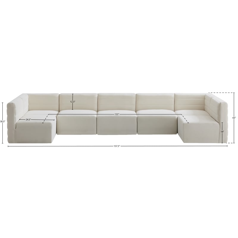 Meridian Furniture Quincy Cream Velvet Modular Sectional