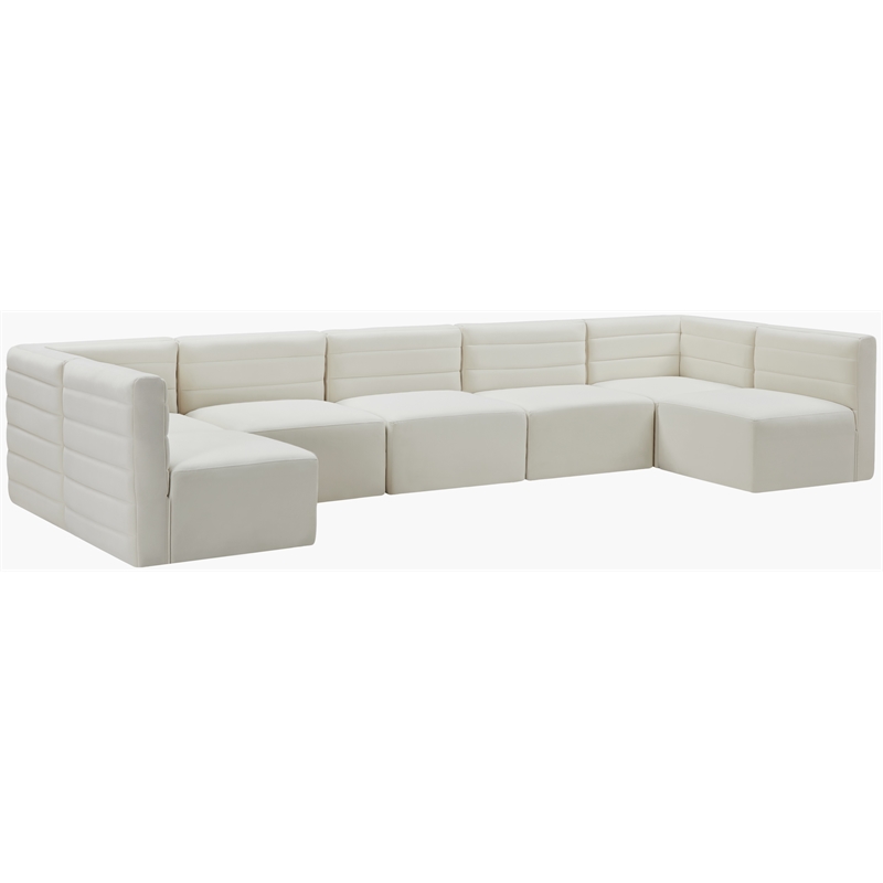 Meridian Furniture Quincy Cream Velvet Modular Sectional