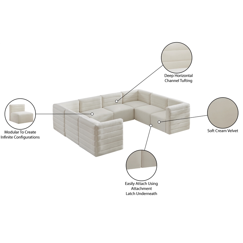 Meridian Furniture Quincy Cream Velvet Modular Sectional