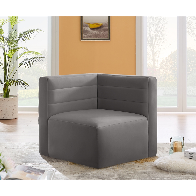 Meridian Furniture Quincy Grey Velvet Modular Corner Chair