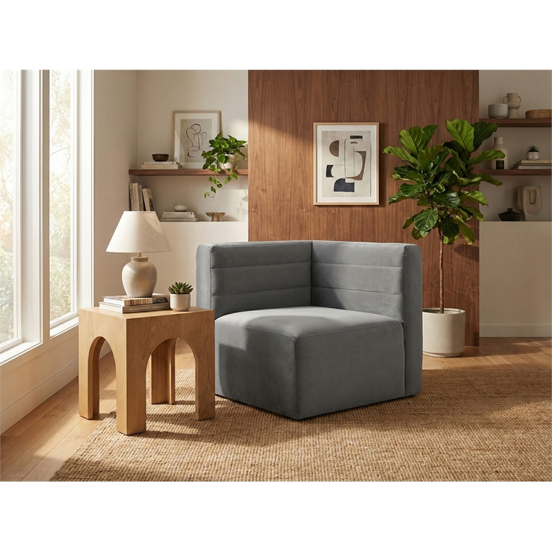 Meridian Furniture Quincy Grey Velvet Modular Corner Chair